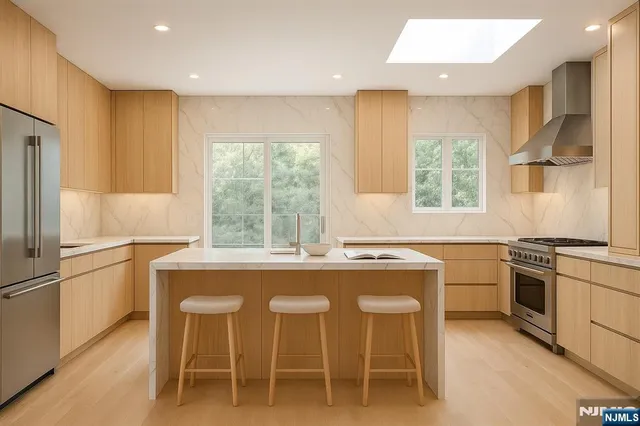 a kitchen with a stove a sink and a refrigerator