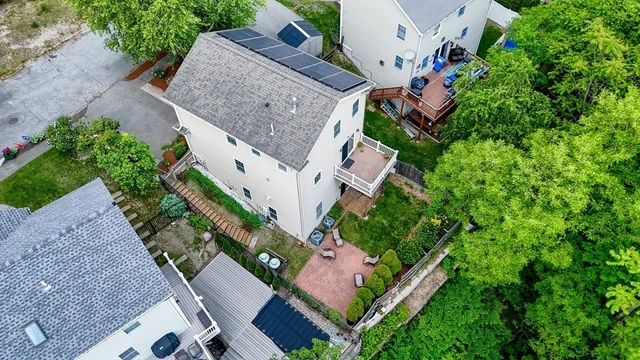 an aerial view of a house