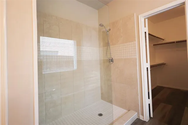 a bathroom with a shower
