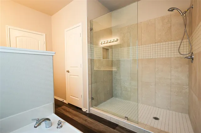 a bathroom with a shower