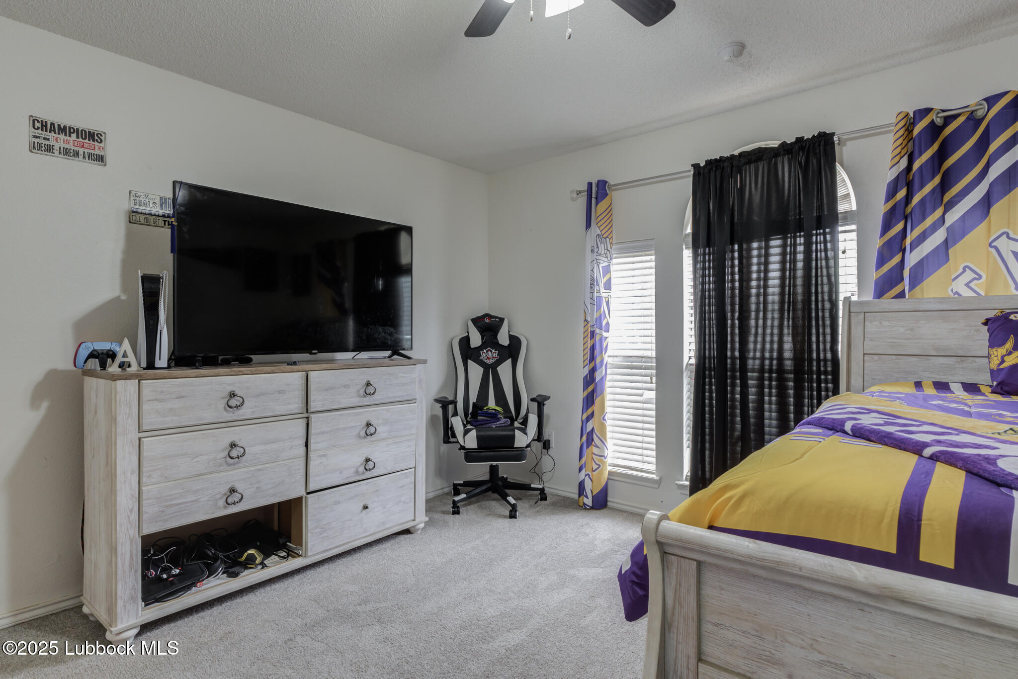 6223 18th Street Lubbock, TX 79416 - Photo 25 of 29 a bedroom with a bed and flat screen tv
