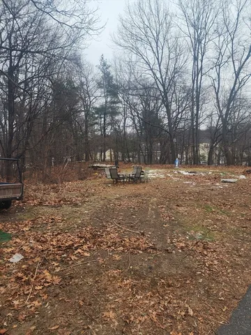 a backyard of a house with trees and houses