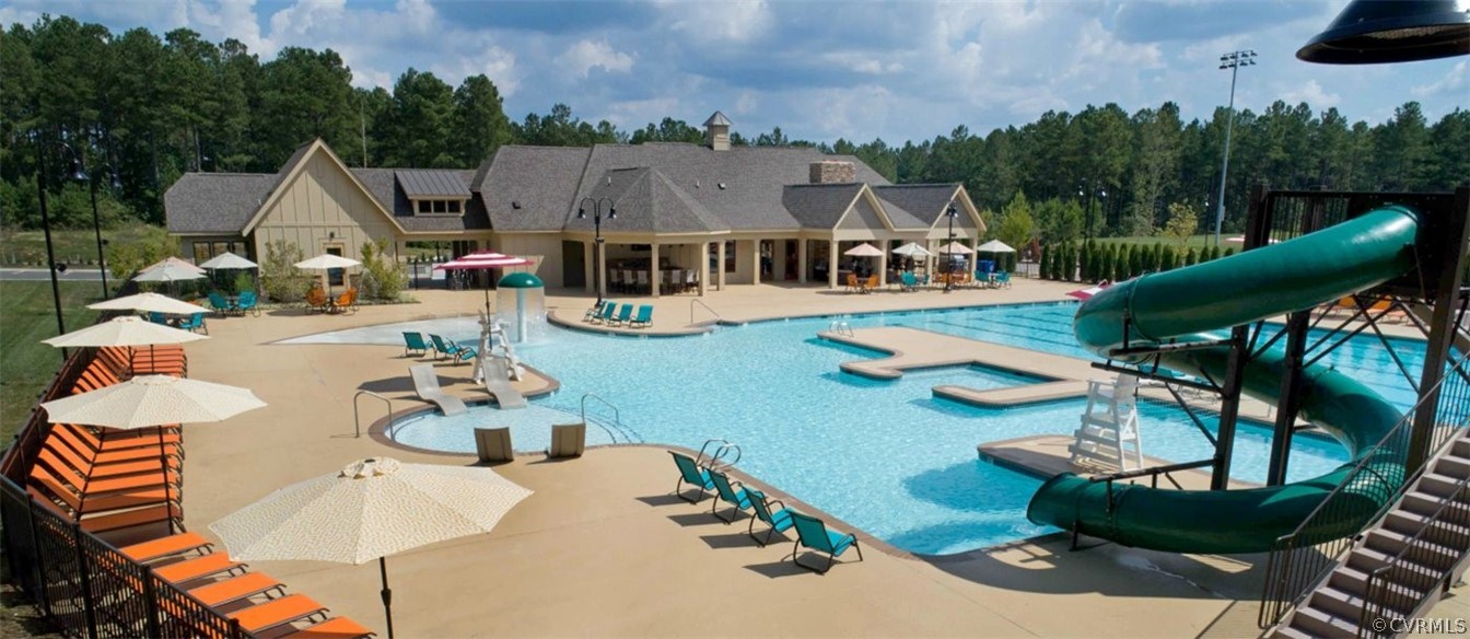 8931 Lewdown Place Chesterfield, VA 23832 - Photo 18 of 19 an aerial view of a house with swimming pool garden and patio