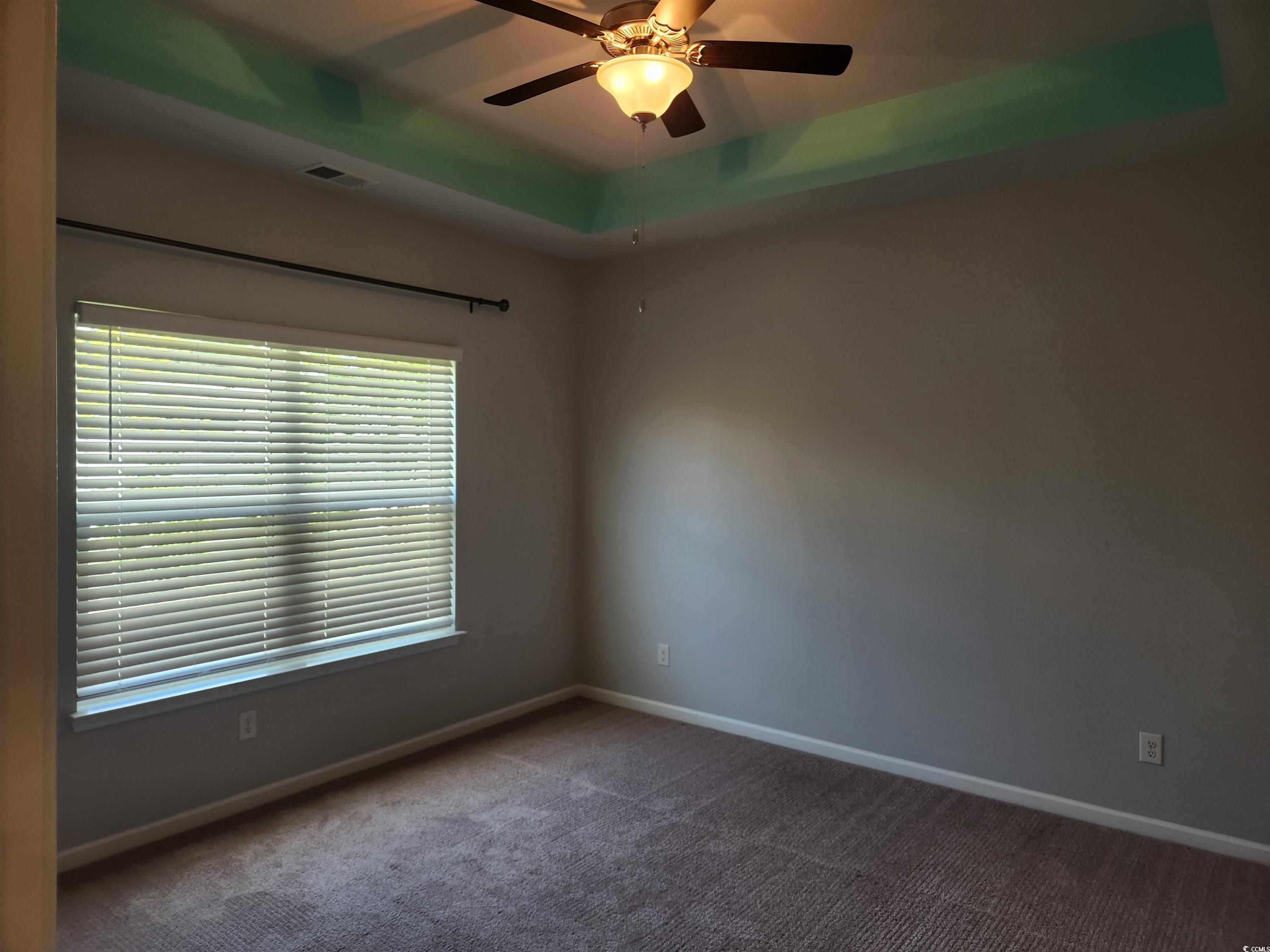 174 Sea Shell Drive Murrells Inlet, SC 29576 - Photo 9 of 16 Carpeted empty room featuring a raised ceiling and a ceiling fan