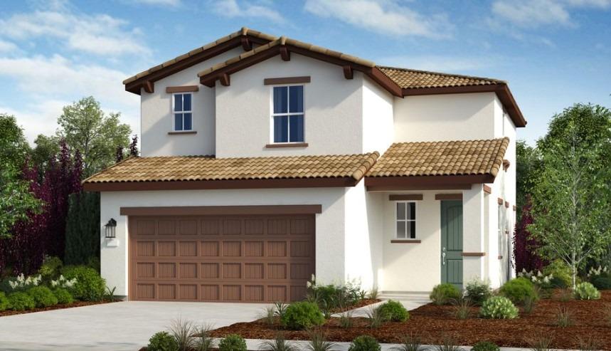 a front view of a house with a garage