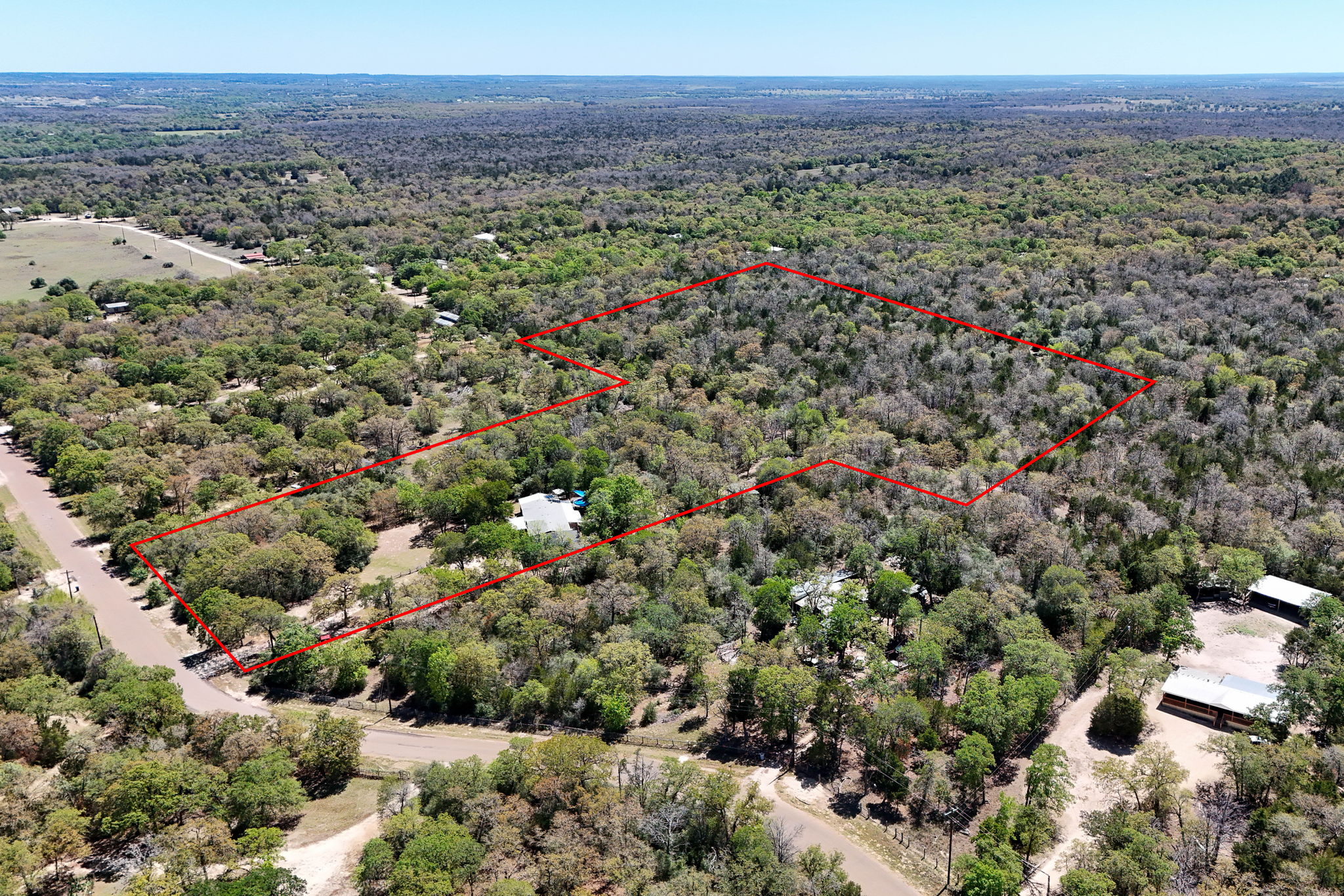 541 Hidden Oaks Drive Elgin, TX 78621 - Photo 40 of 40 SO MANY TREES!!! These property lines are estimated -- total acreage is just over 10 acres. Nice AERIAL VIEW