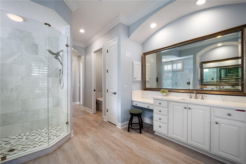 14721 Bowfin Terrace Lakewood Ranch, FL 34202 - Photo 23 of 50 a spacious bathroom with a shower sink and mirror