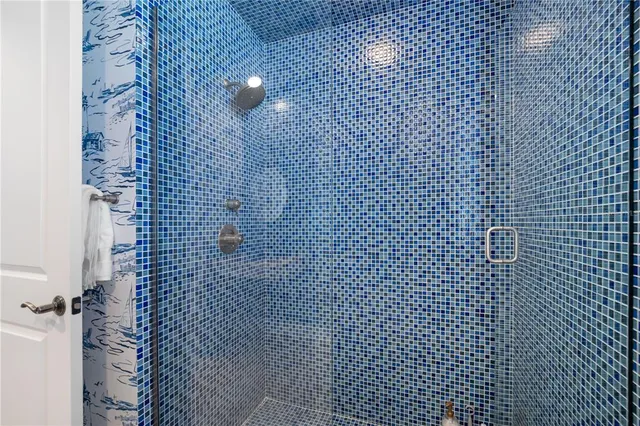 a bathroom with a shower