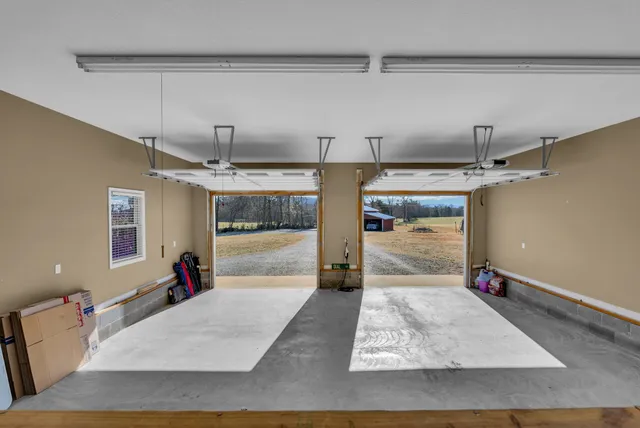a living room with kitchen
