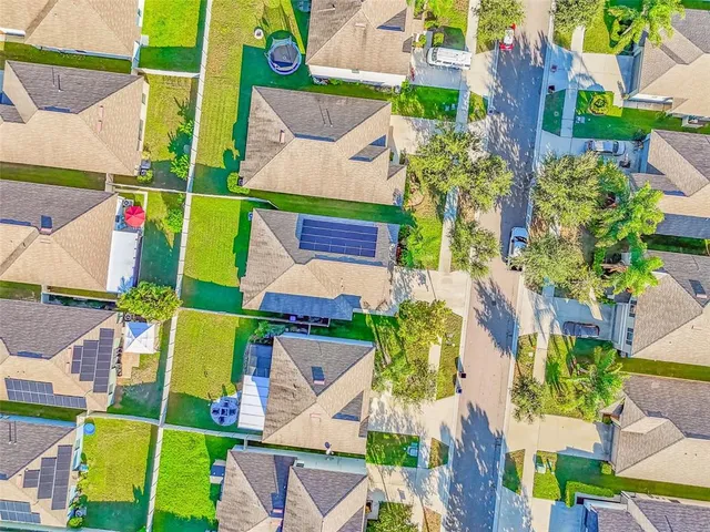 an aerial view of a house
