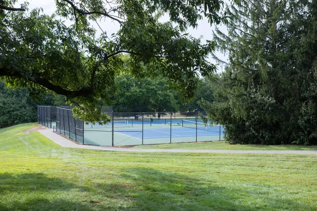 a view of a lake with a big yard