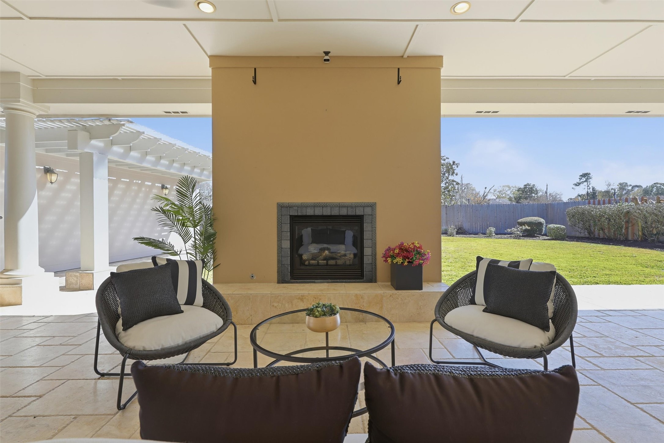 1918 Winter Knoll Way Houston, TX 77062 - Photo 29 of 46 Inviting fireplace for year-round enjoyment.