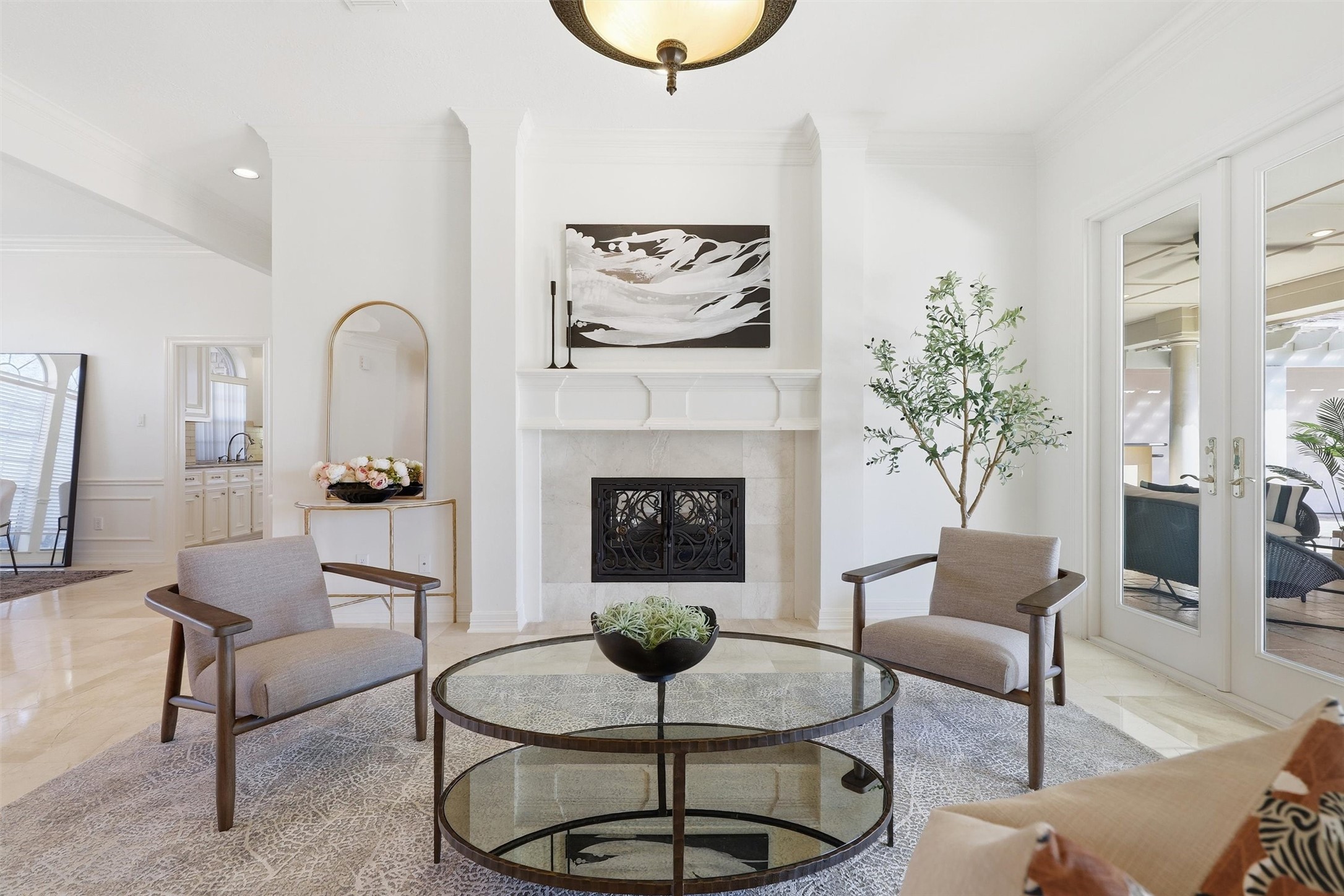 1918 Winter Knoll Way Houston, TX 77062 - Photo 4 of 46 Formal living area showcasing a stunning fireplace as a focal point.