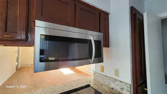 a room with granite countertop