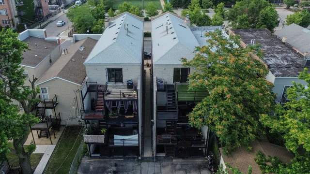 an aerial view of multiple house