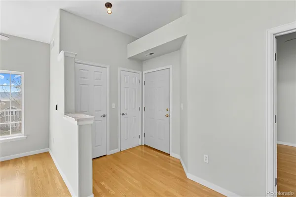 a view of hallway with front door