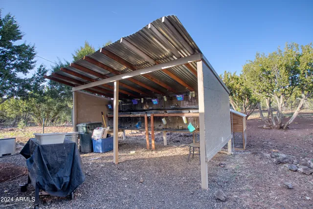 a backyard of a house with plants and trees