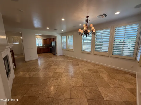 a view of a livingroom with a chandelier