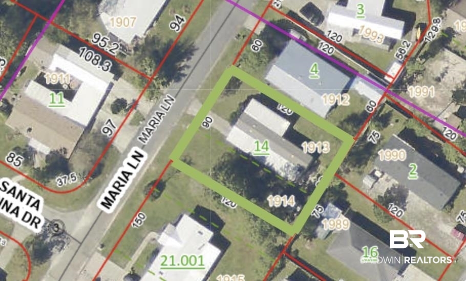 1913 Maria Lane Lillian, AL 36549 - Photo 3 of 35 Map of property location with property boundaries highlighted