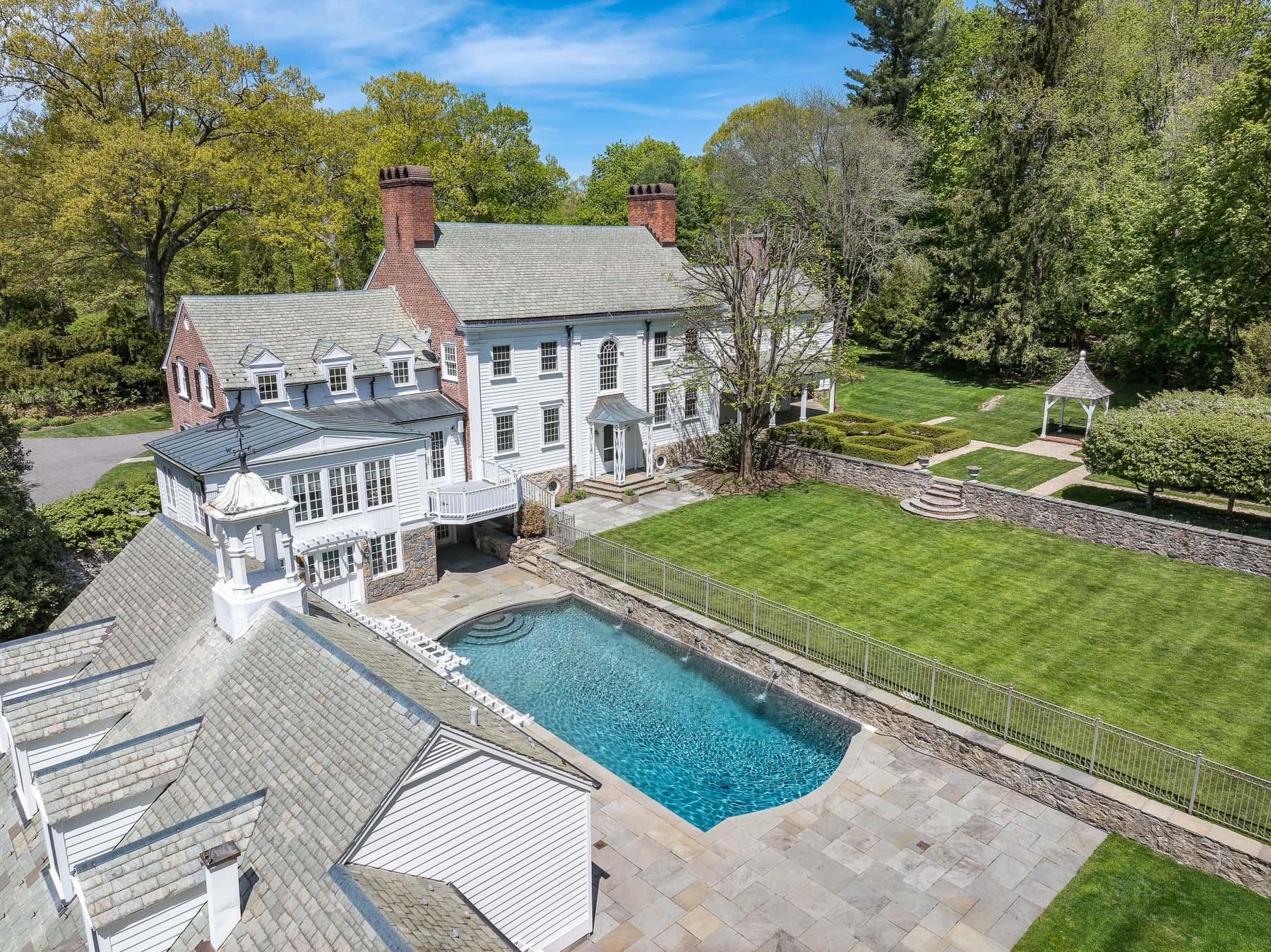 177 Old Briarcliff Road Briarcliff Manor, NY 10510 - Photo 39 of 49 an aerial view of a house with swimming pool garden and patio