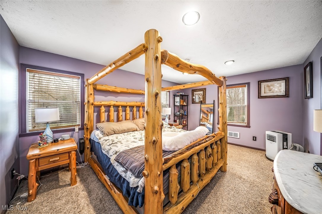 17808 Nash Road Middlefield, OH 44062 - Photo 22 of 43 Bedroom with carpet, multiple windows, and a textured ceiling