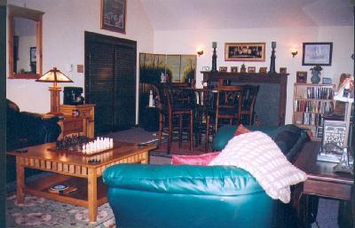 Living room with cathedral ceiling