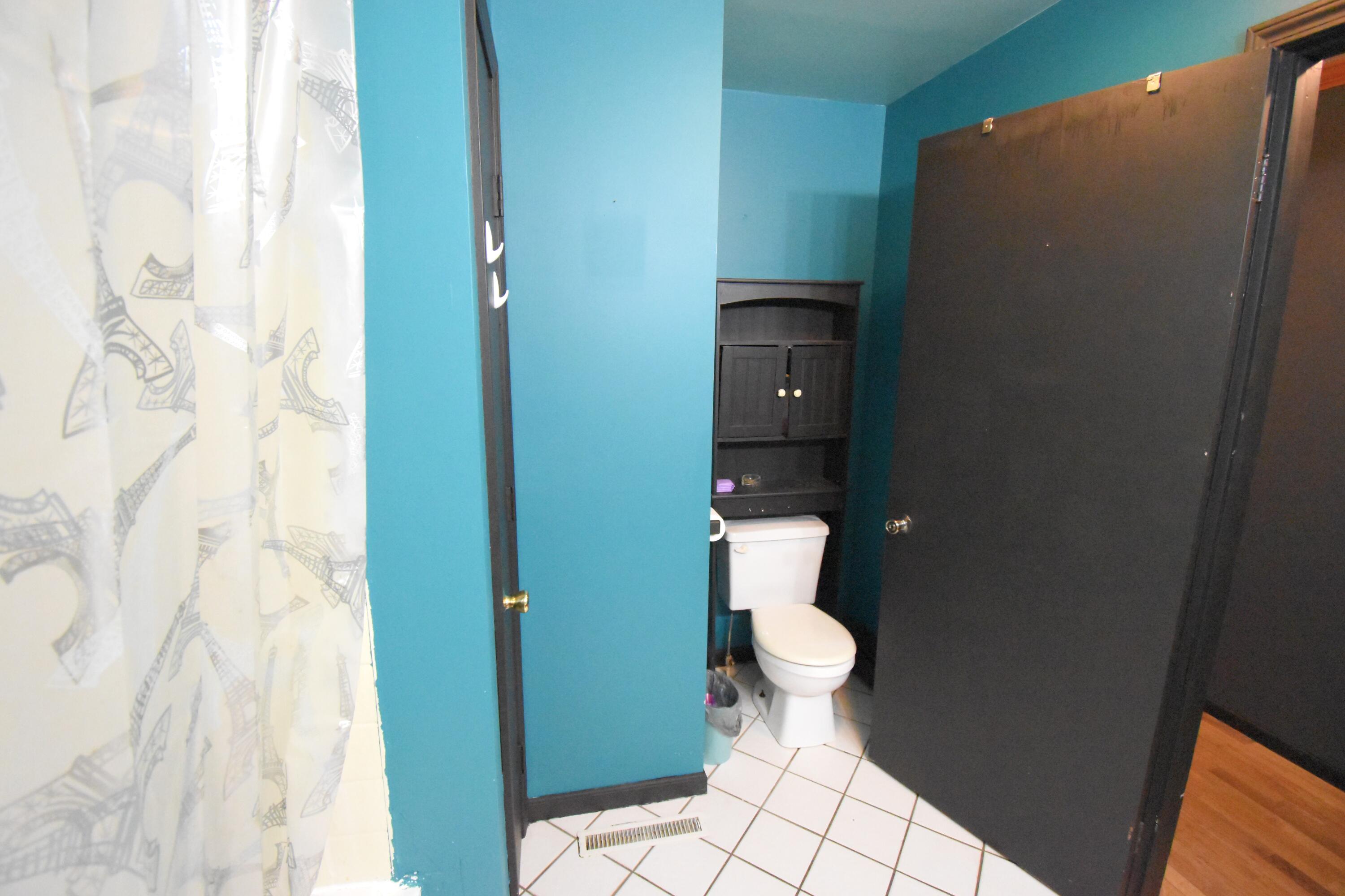 719 North Monroe Street Rensselaer, IN 47978 - Photo 30 of 41 a bathroom with a toilet and a shower curtain