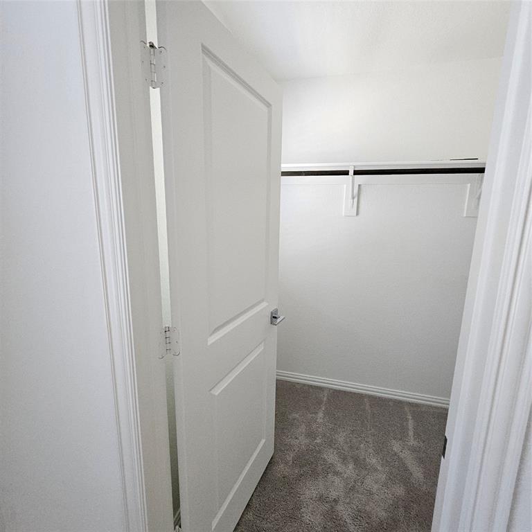 2309 Jack Rabbit Way Northlake, TX 76247 - Photo 17 of 28 Closet interior featuring a closet rod, shelf supports, wall-to-wall carpeting, and baseboard trim