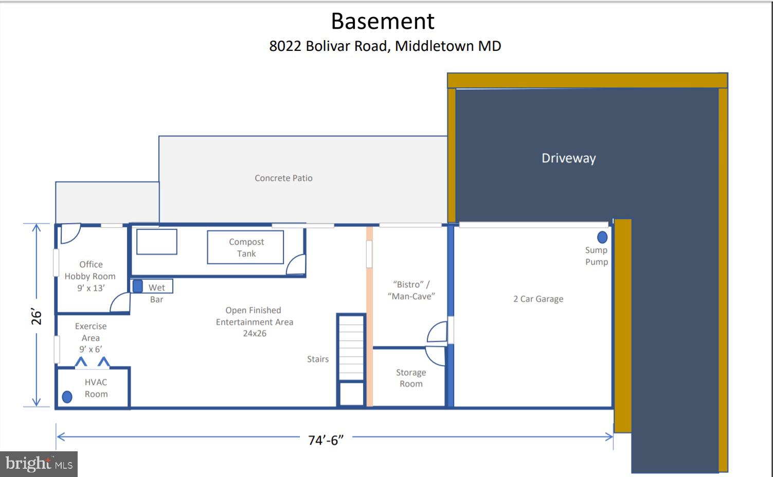 8022 Bolivar Road Middletown, MD 21769 - Photo 35 of 35 Floor Plan of Basement