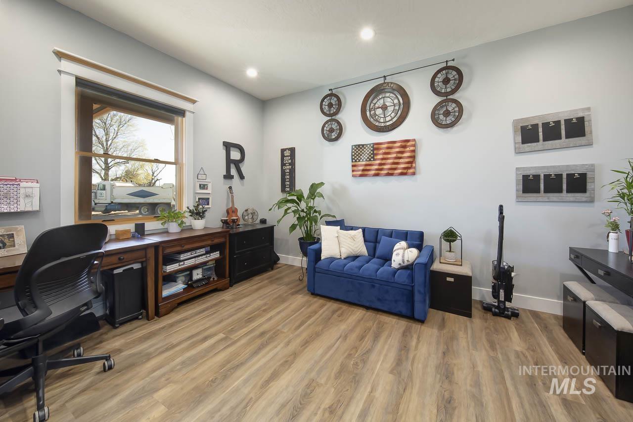 415 North Locust Grove Road Kuna, ID 83634 - Photo 36 of 49 Home office featuring light wood-style floors and recessed lighting