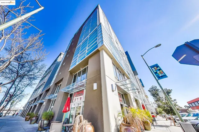 a view of a building from a balcony