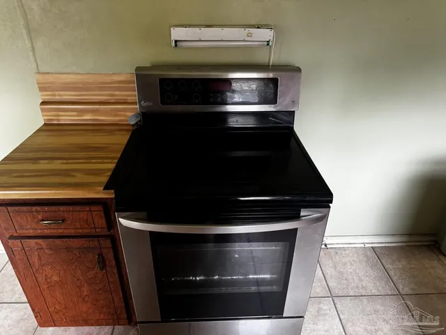 a stove top oven sitting inside of a kitchen