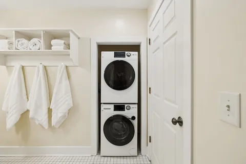 a front view of a house with patio