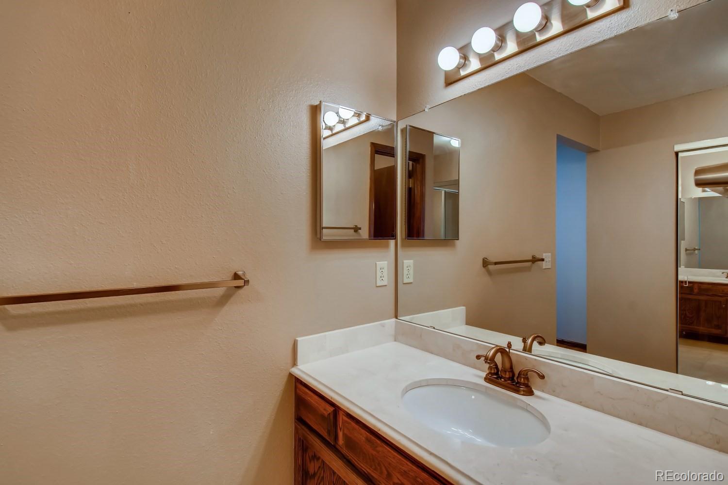 740 Prairie Ridge Road Highlands Ranch, CO 80126 - Photo 19 of 31 a bathroom with a sink vanity and a mirror