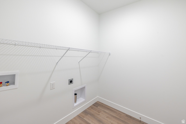 4661 Poplar Way, Unit R304 Mapleton, UT 84664 - Photo 4 of 17 Laundry room with washer hookup, light wood finished floors, and electric dryer hookup