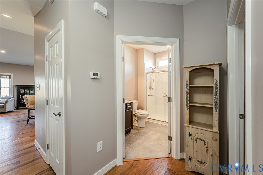 7622 Settlers Ridge Court Henrico, VA 23231 - Photo 29 of 43 a view of a hallway with closet and wooden floor