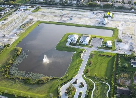 an aerial view of a house having yard
