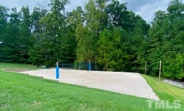 a swimming pool with lots of trees
