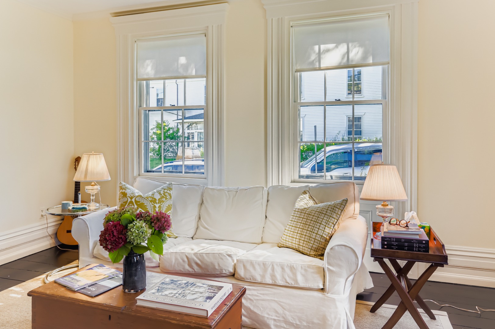 27 Spring Street Vineyard Haven, MA 02568 - Photo 20 of 59 a living room with furniture and a potted plant