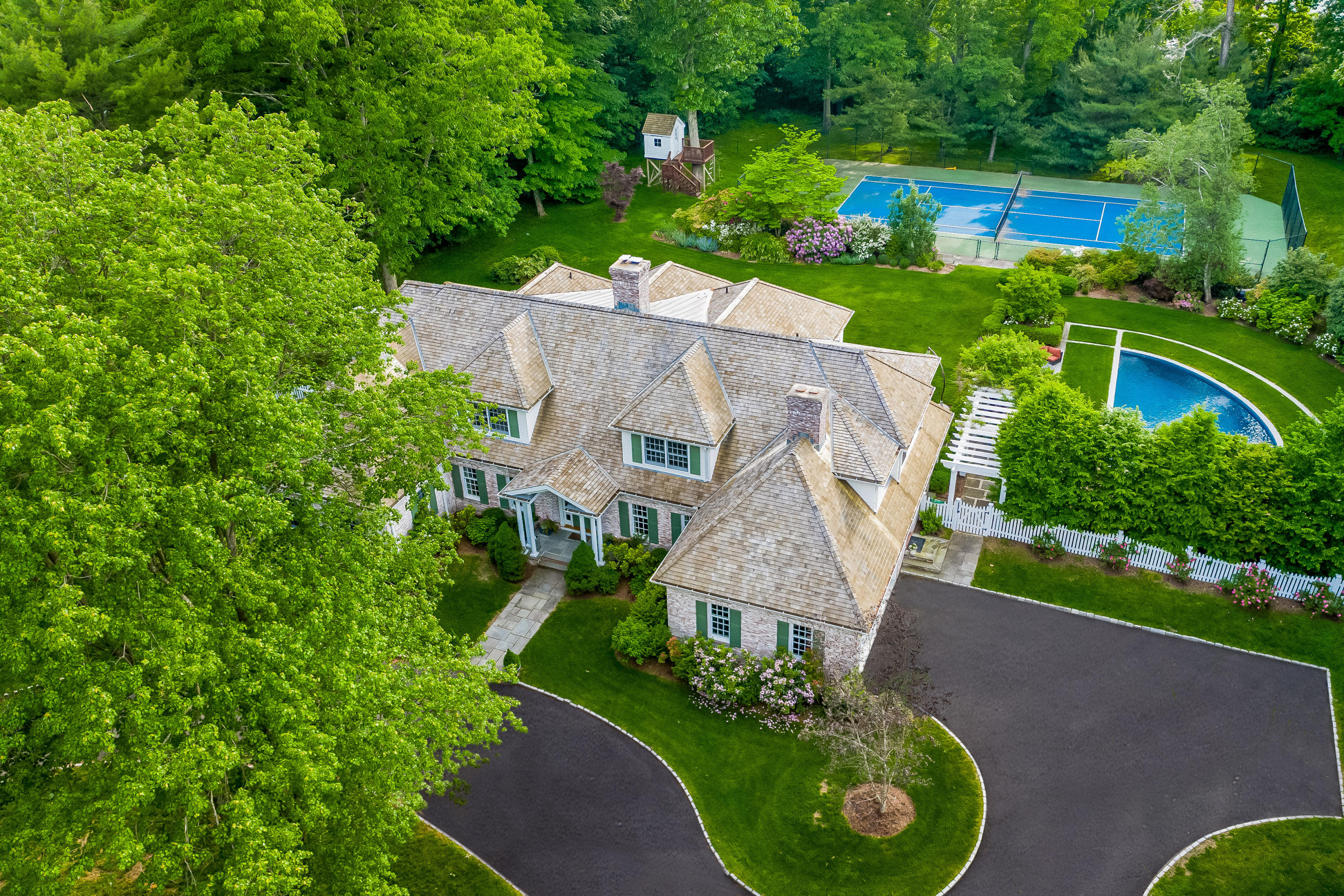 an aerial view of a house