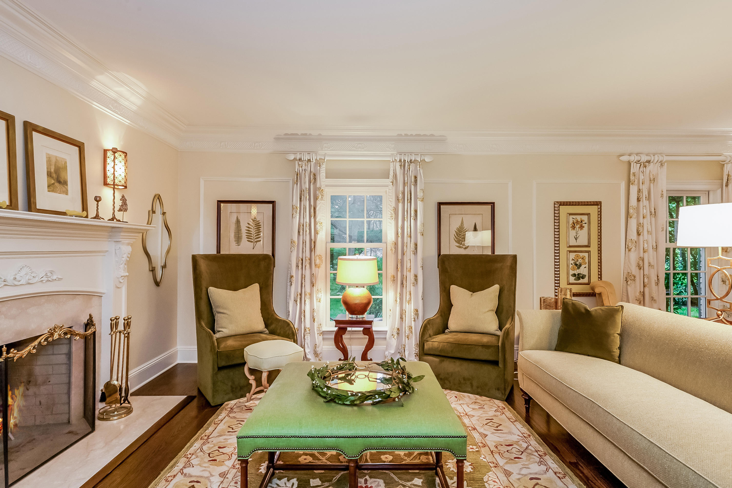 741 Hollow Tree Ridge Road Darien, CT 06820 - Photo 8 of 60 a living room with furniture large window and a fireplace