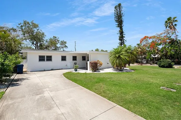 a view of a house with a backyard