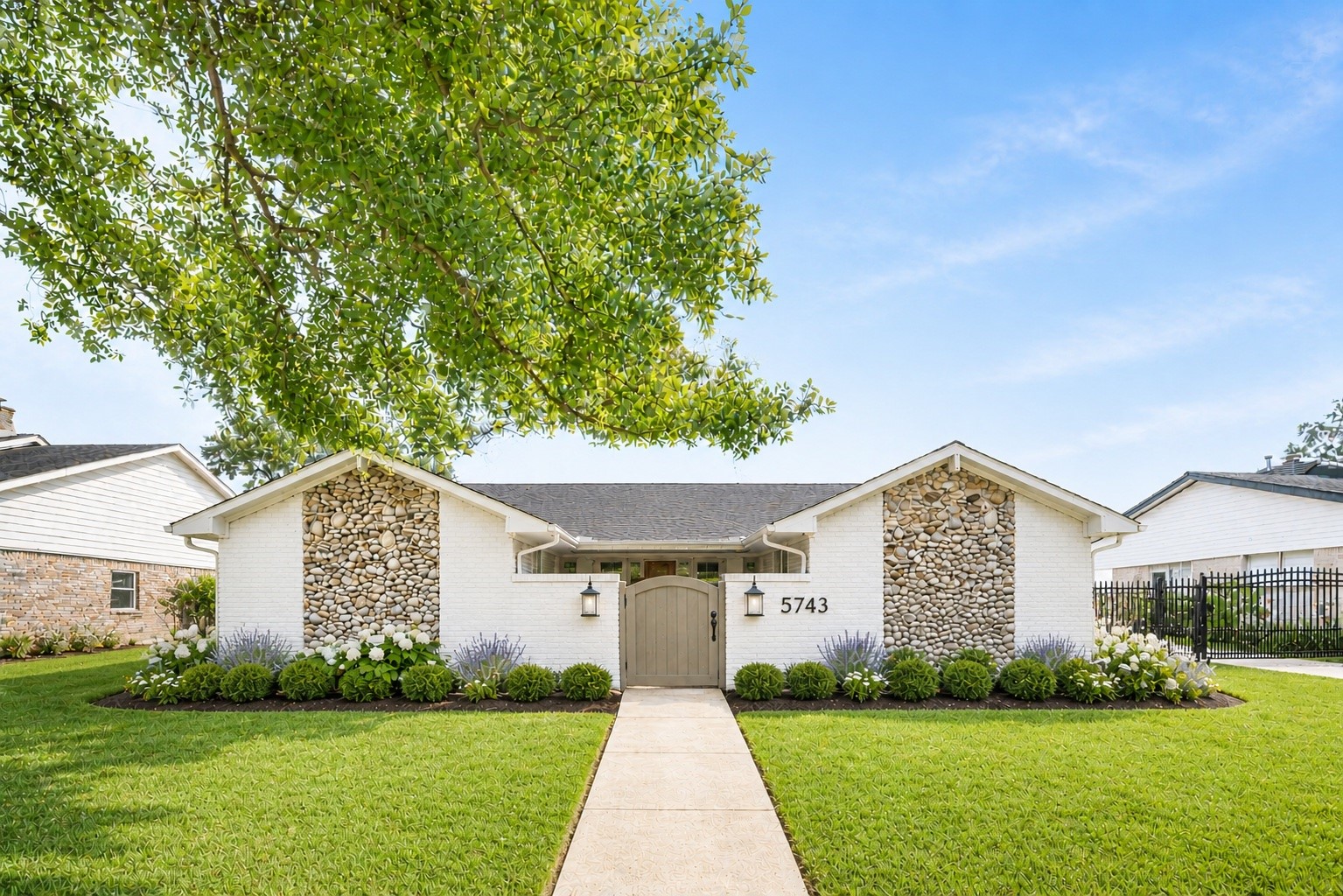 5743 Jason Street Houston, TX 77096 - Photo 1 of 26 Virtually staged exterior with just some paint, landscaping, lighting, and a new front gate.