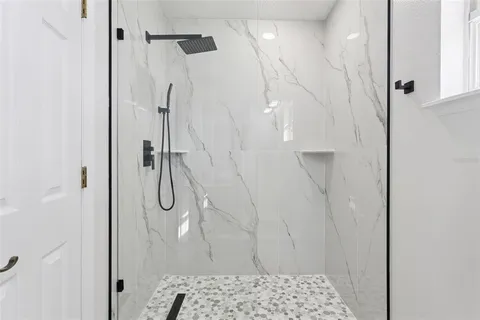 a bathroom with a shower