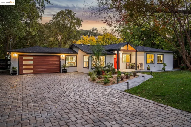 a front view of a house with patio