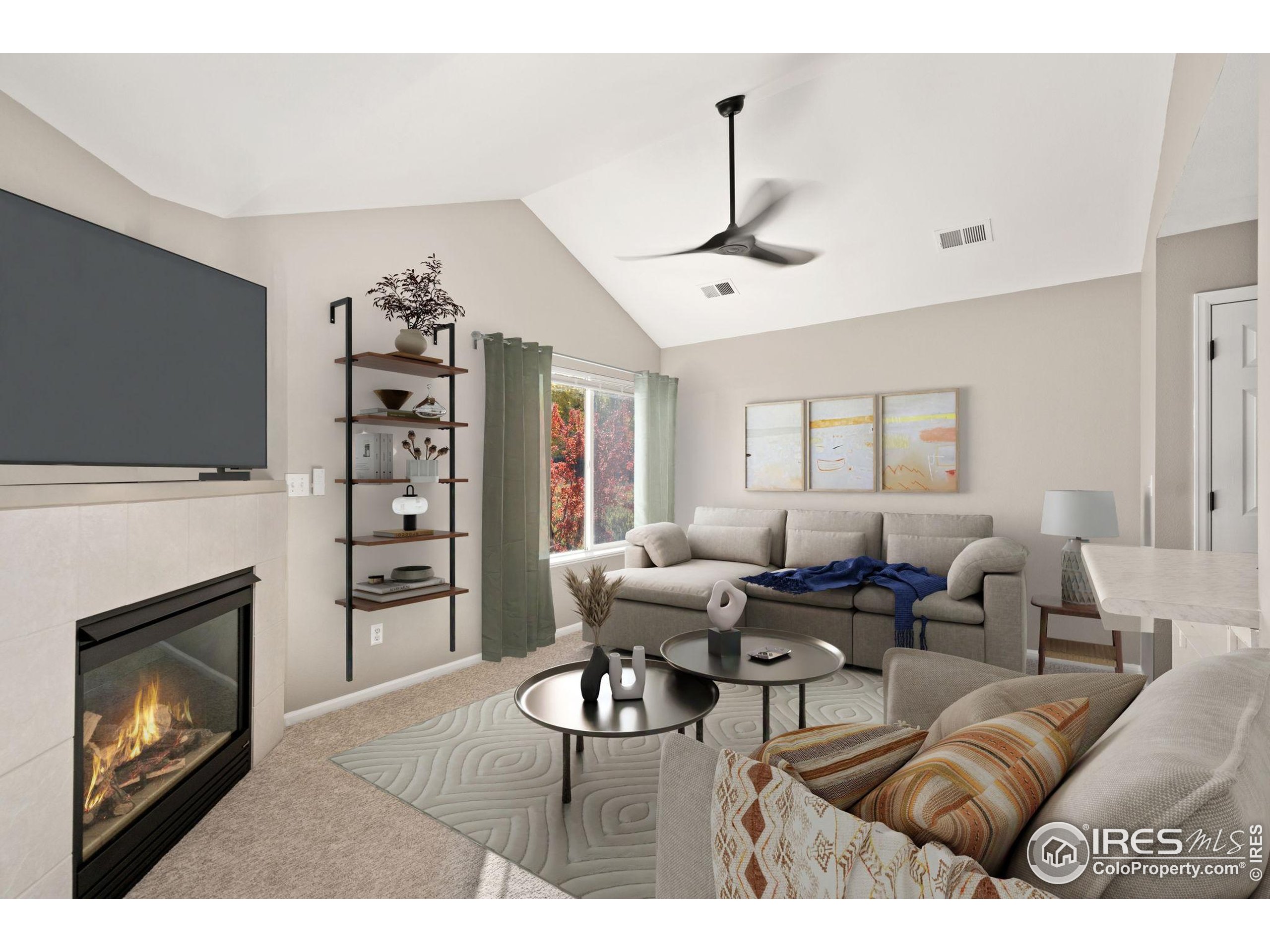 1021 Rolland Moore Drive, Unit F Fort Collins, CO 80526 - Photo 6 of 29 a living room with furniture and a fireplace