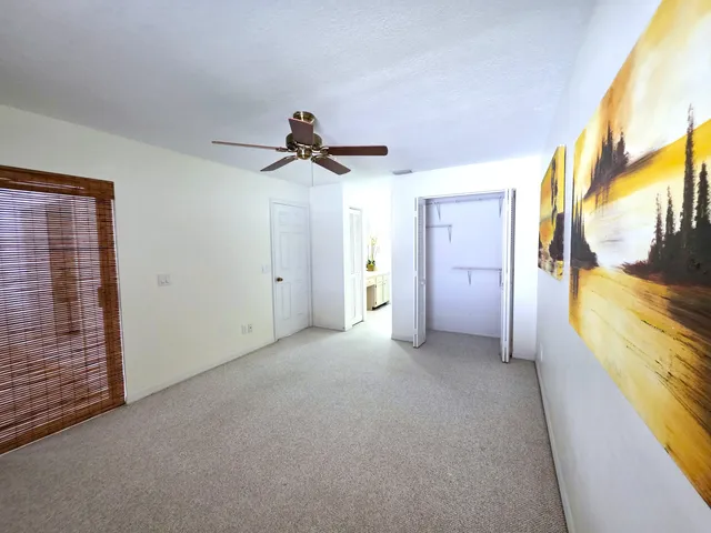 a view of a big room with closet and windows