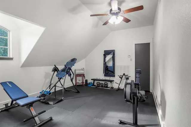 a view of a room with gym equipment