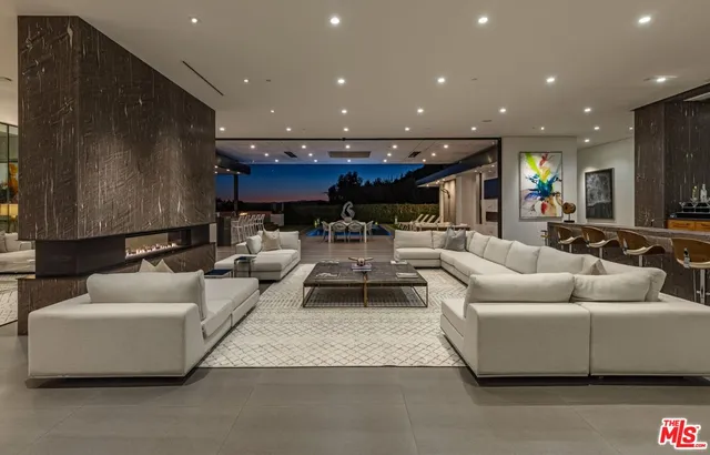 a living room with furniture and a couch