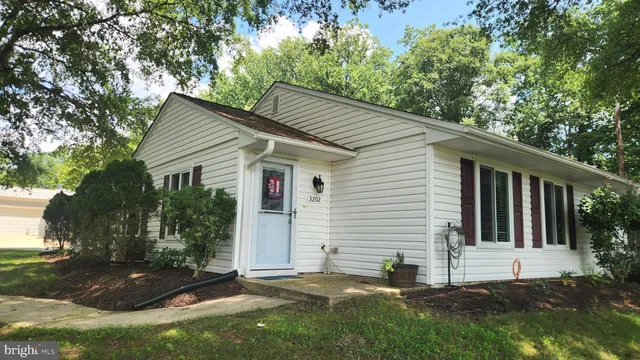a view of backyard with large tree and wooden fence